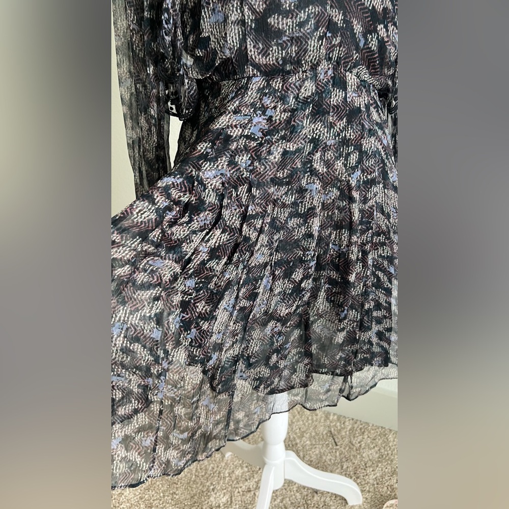 IRO Tinkle, abstract patterned Black blue purple Long Sleeve dress - Picture 14 of 16